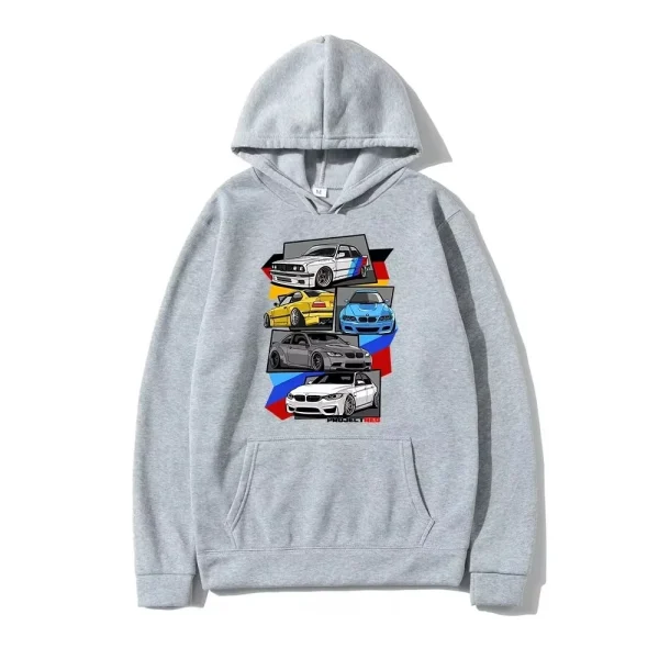 Men’s fashion pattern printed hooded sweatshirt hip-hop trend pullover sweatshirt car pattern hooded sweatshirt