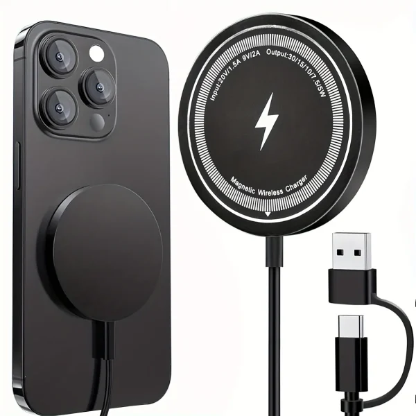 Original Wireless Charger 15W Fast Charging 2 in 1 USB-C + USB-A Port for cell phone