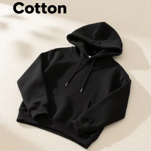 Cotton Hooded Sweatshirt, Solid Color Fashion Fit Sweatshirt, Autumn and Winter Fashion Sweatshirt, Suitable for Going Out